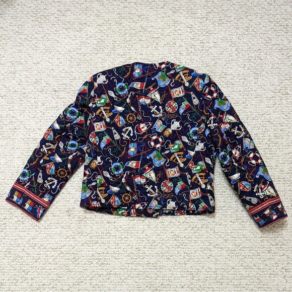 Vera Bradley Women's Size Medium Nautical Hidden Button Shoulder Padded Jacket - Picture 2 of 5